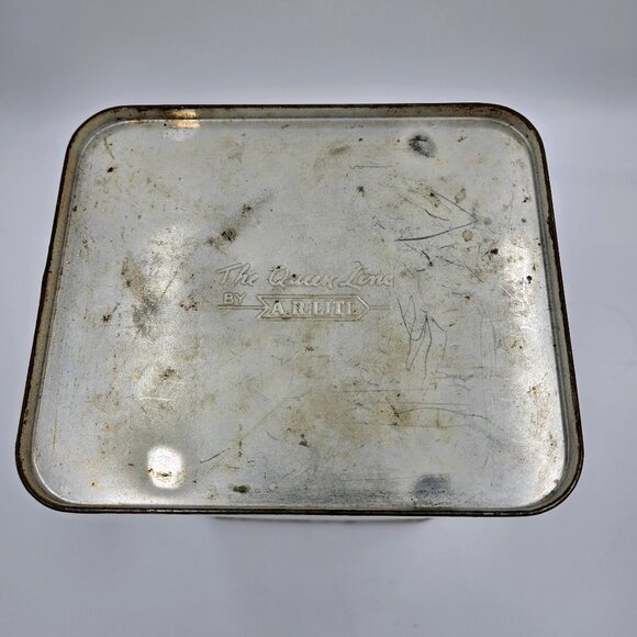 Kitchen Canisters Metal The Queen Line AR Lite White Cream 4 Pieces Vintage - Picture 5 of 16